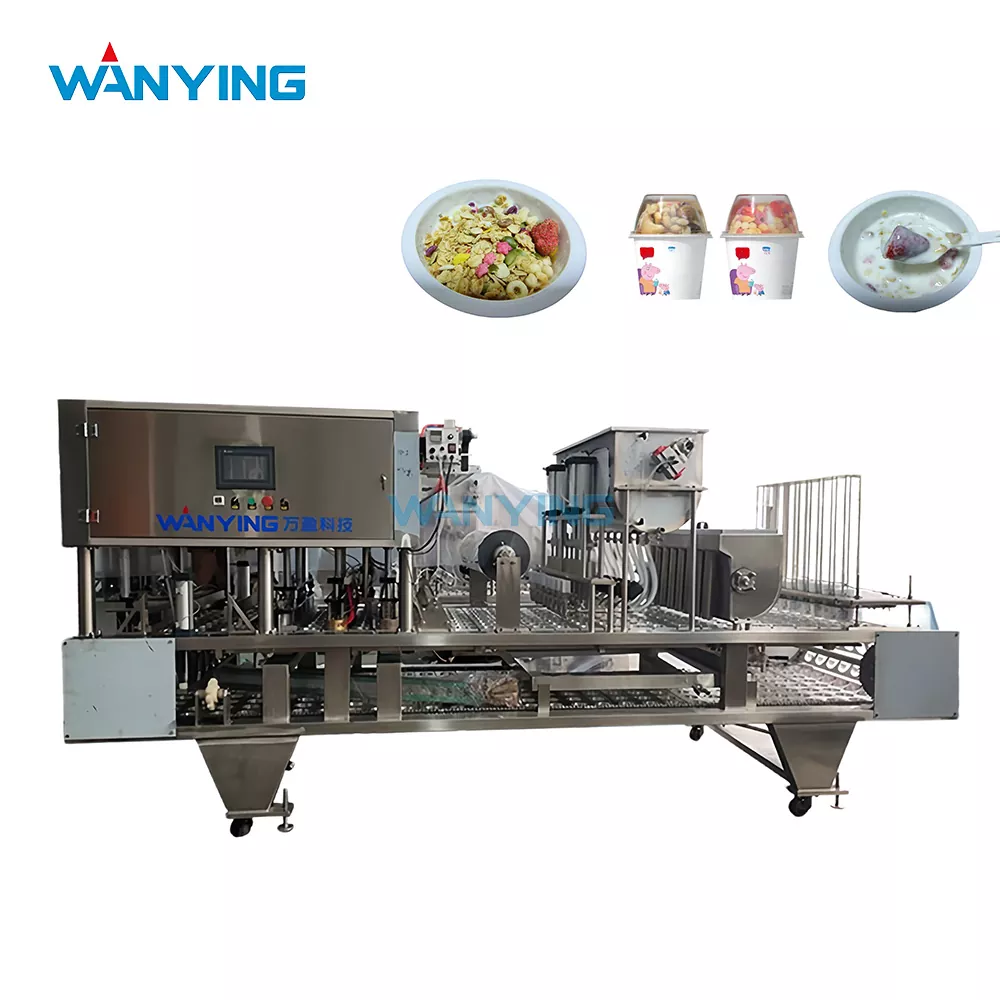 Máquina llenadora de yogur y cereales